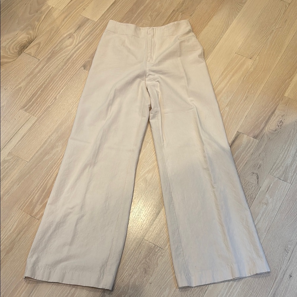 Zara Cream Wide Leg Linen Trousers Size S